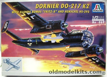 Italeri 1/72 Dornier DO-217 K2 with Fritz X and HS-293 Glide Bombs, 069 plastic model kit